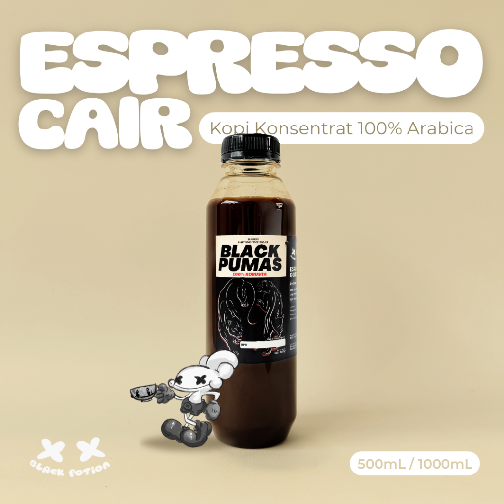 

Espresso Cair Kopi Konsentrat Full Kopi Robusta (Black Pumas 100% Robusta)