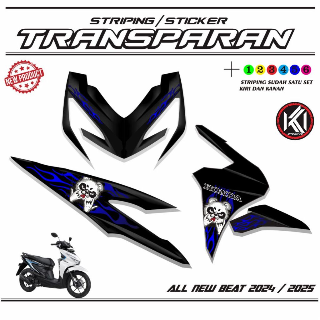 STRIPING STICKER TRANSPARAN UV MOTOR BEAT DELUXE 2024 2025 LIST BARU V7
