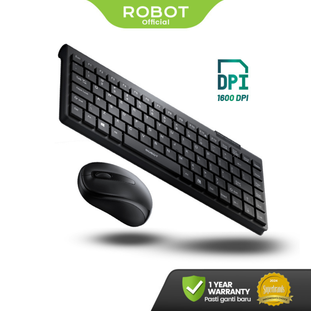 ROBOT KM3500 / KM3700 Wireless Keyboard Mouse Combo – Silent, Ergonomis, Garansi Resmi 1 Tahun