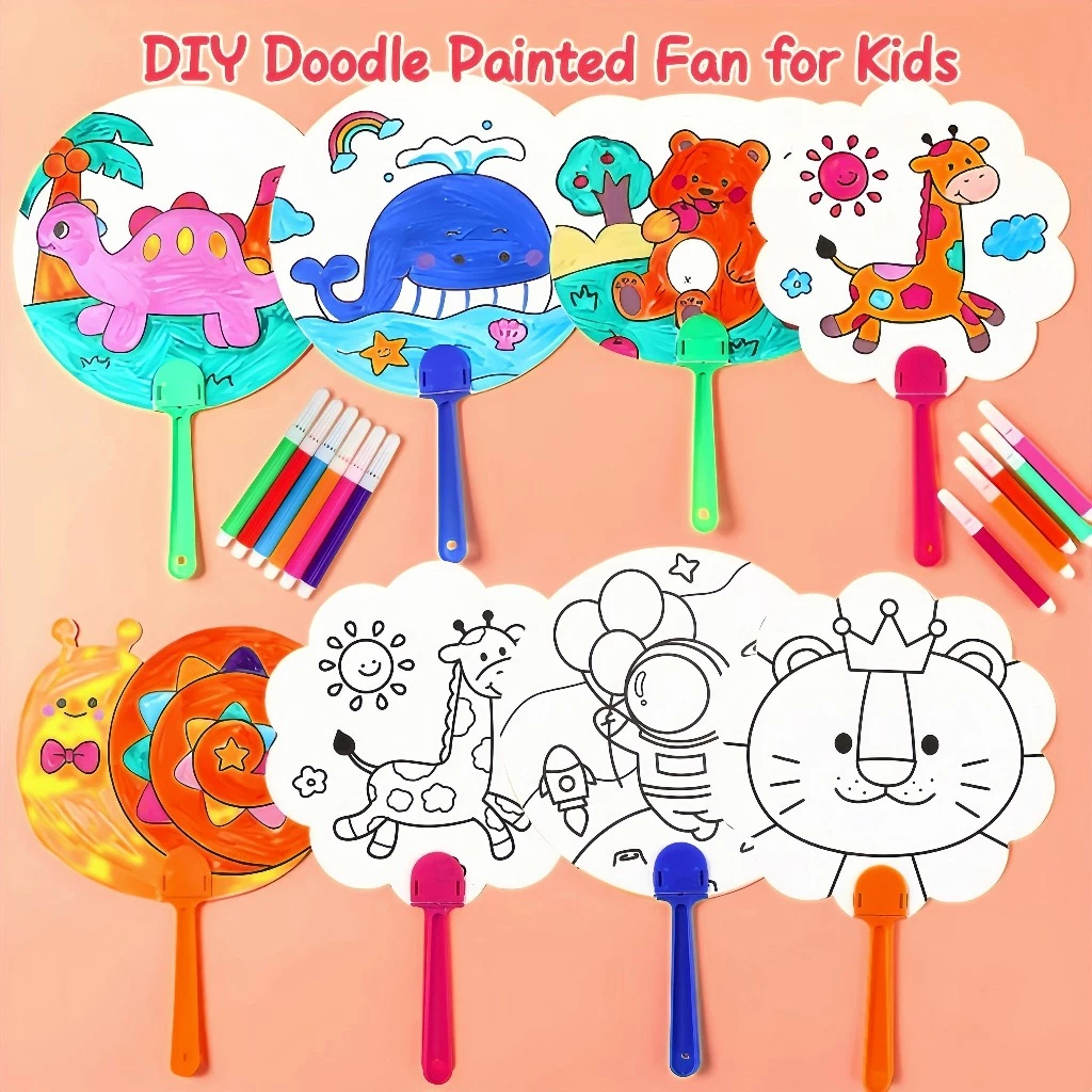 LYSASHOP Kipas Kertas DIY Anak Kipas Warna untuk Mewarnai, Kerajinan Tangan & Seni Anak TK SD Sekola