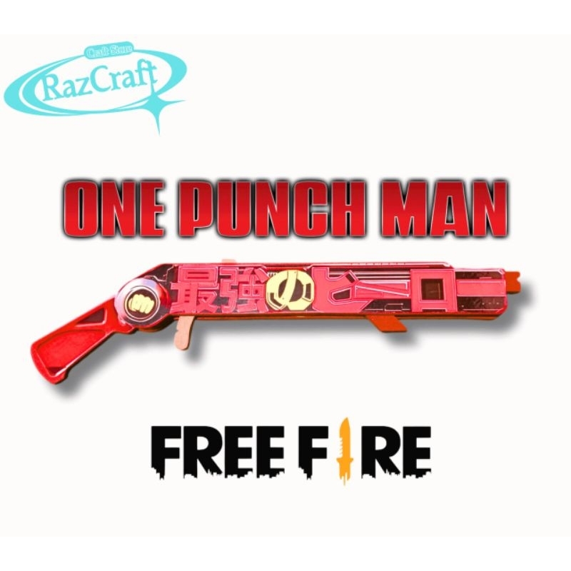 Mainan Anak Shotgun SG Kayu 2 One Punch Man OPM FreeFire FF Peluru Karet