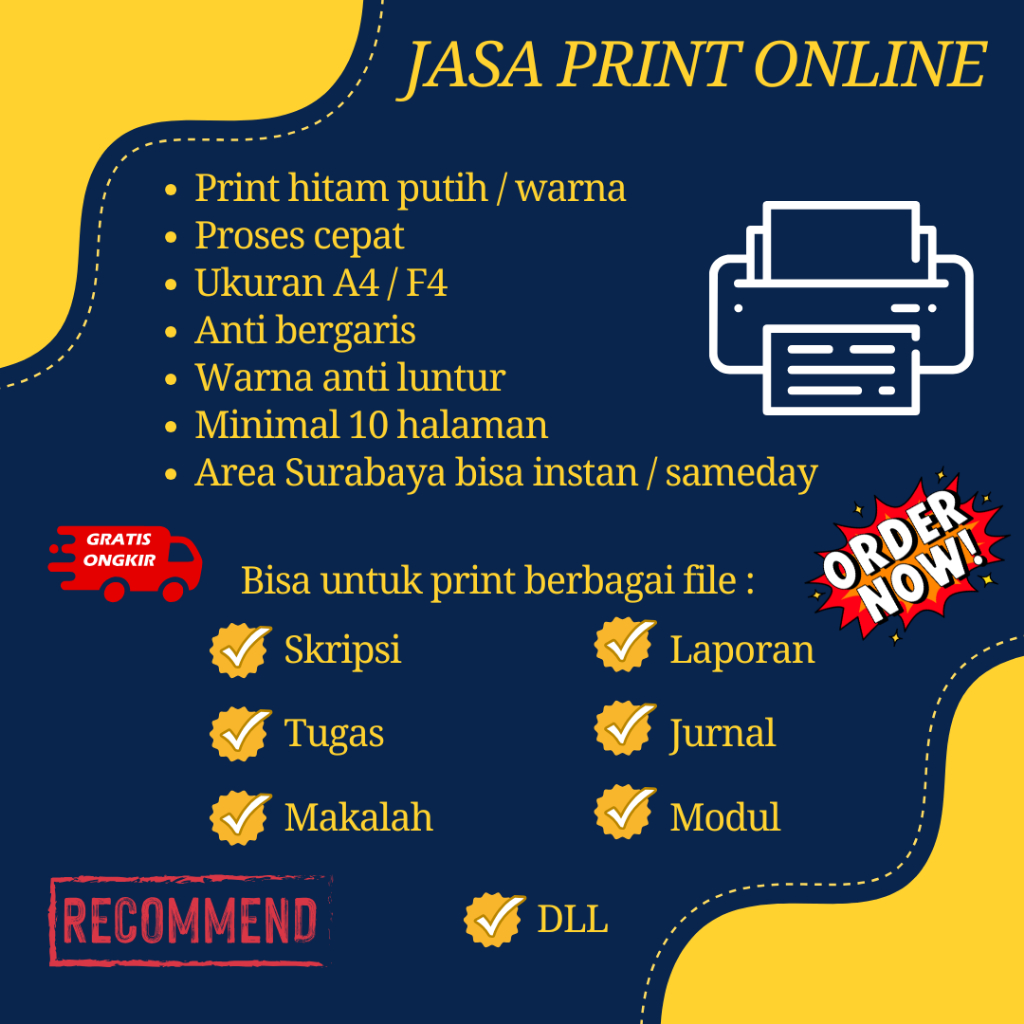 

JASA PRINT CETAK ONLINE A4 / F4 MURAH