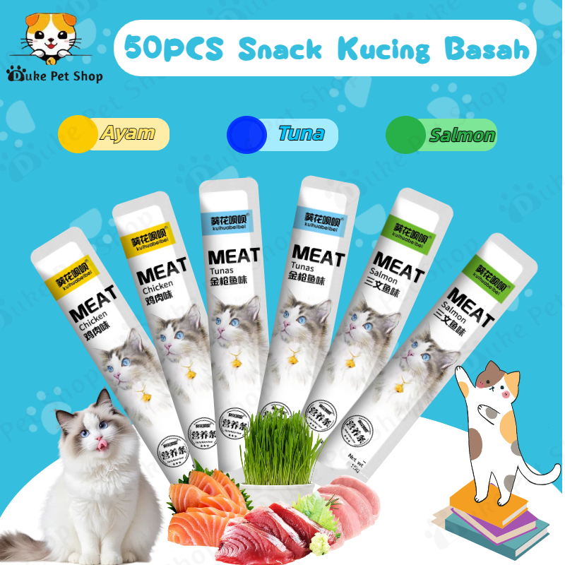 50PCS Cemilan Kucing Snack kucing Bergizi untuk Anak Kucing Cat Treats Makanan Basah Penggemuk