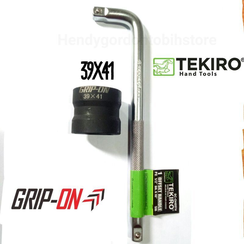 Paket Tekiro dan Grip on Kunci Cvt 39x41 Mata sock sok / Gagang sock tekiro / Double socket 39x41 / 