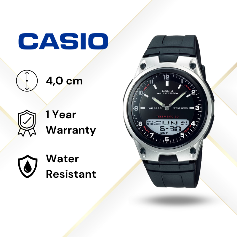 JAM TANGAN PRIA CASIO AW-80-1A ORIGINAL - AW 80 1AV 1ADR HITAM JAM TANGAN CASIO ORIGINAL