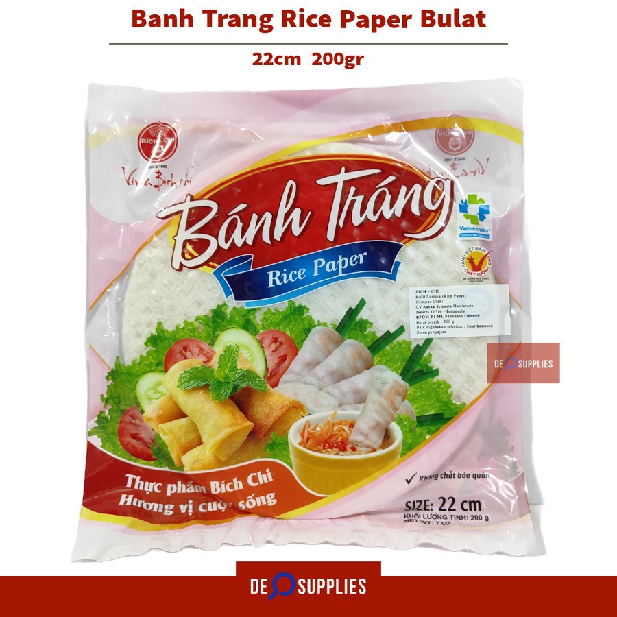 

Banh Trang Rice Paper Bulat 22cm 200gr - Kulit Lumpia Spring Roll Vietnam Vina Bich Chi