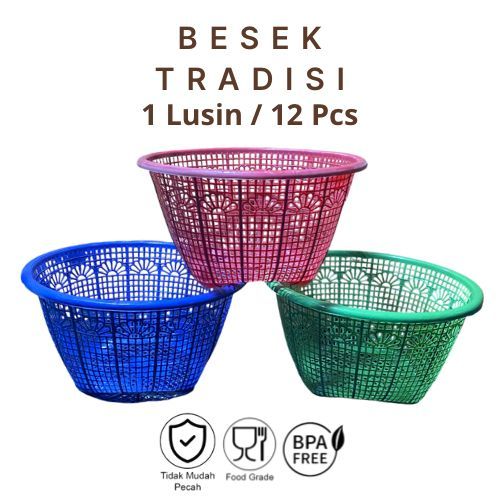 1 Lusin 12 Pcs Besek Tradisi Hajatan Plastik Murah Tebal Berkualitas Kitchenware Ceting Plastik