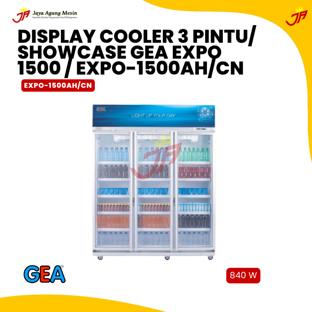 GEA DISPLAY COOLER EXPO-1500AH/CN /Showcase Minuman  3 Pintu 1500 liter Gea /Showcase Gea Expo-1500A