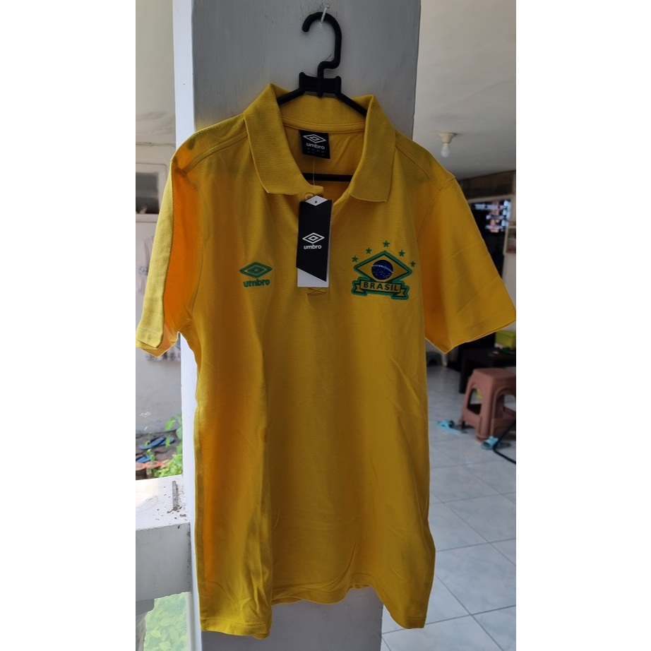 Umbro Brazil Team Training Jersey Polo Shirt Cotton - Baju / Kaos Bola Original