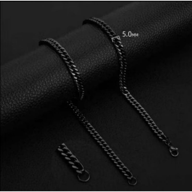 Kalung Rantai padat warna hitam titanium pria dan wanita