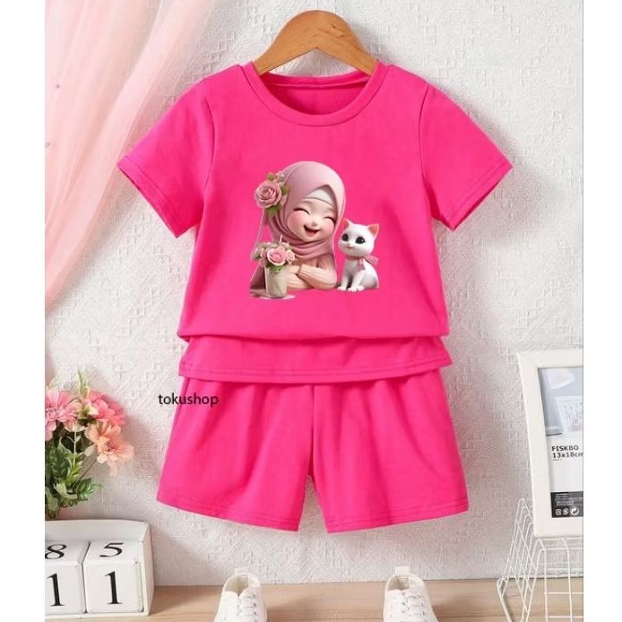 tokushop set anak muslim jibab 01 setelan anak bahan katun