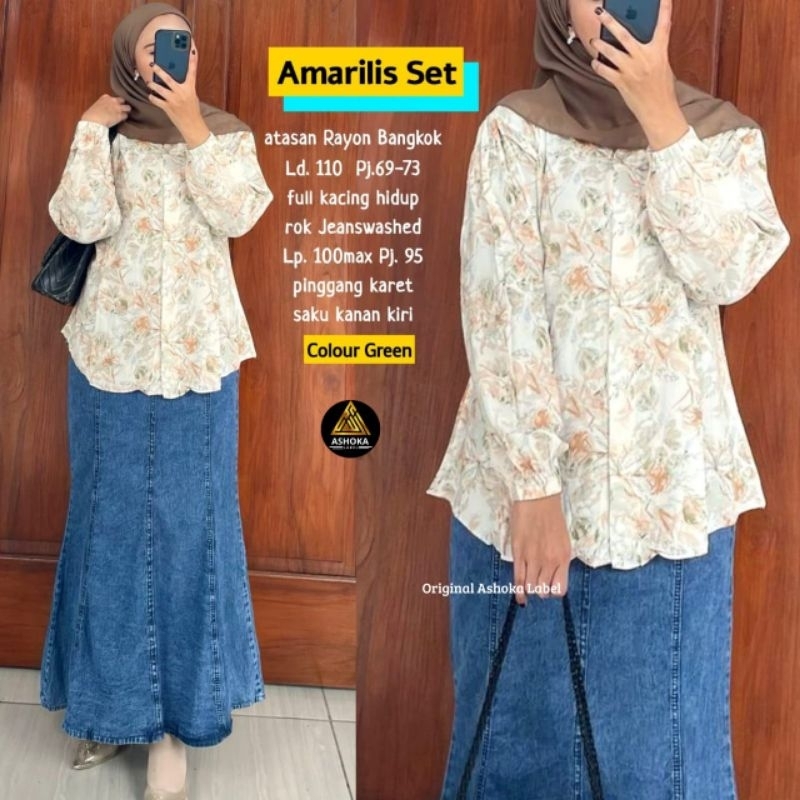 Setelan Rok muslim/Setelan baju muslim/rok jeans dewasa