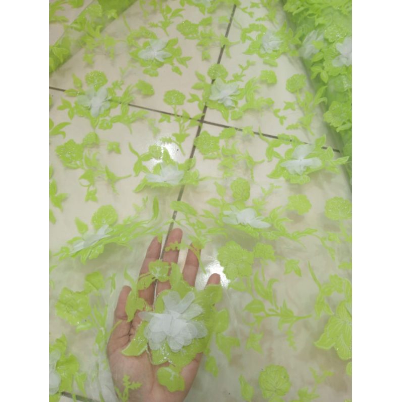 Bahan/ Kain Tille organza 3D/ organza timbul,premium