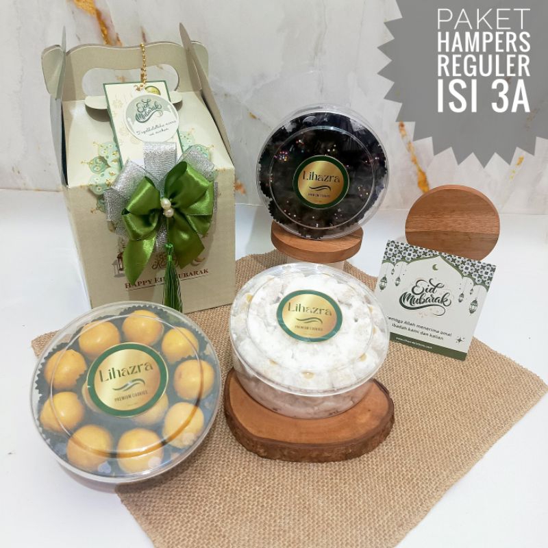 

Lihazra CC Hampers Kue Kering Lebaran Paket Parcel Butter Blend Reguler isi 3 Toples uk 250gr