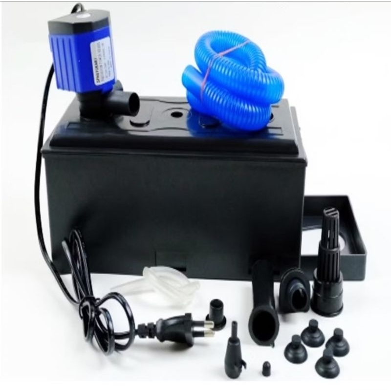 paket 3 in 1 box filter (M) pompa 1200 selang spiral box filter aqurium