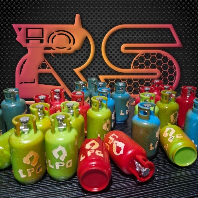 miniatur tabung gas elpiji berkarat 1:16 1:12 1:10