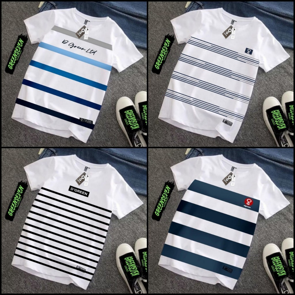 kaos dgreen pria motif salur free sticker / kaos pria distro original motif garis-garis / kaos distr