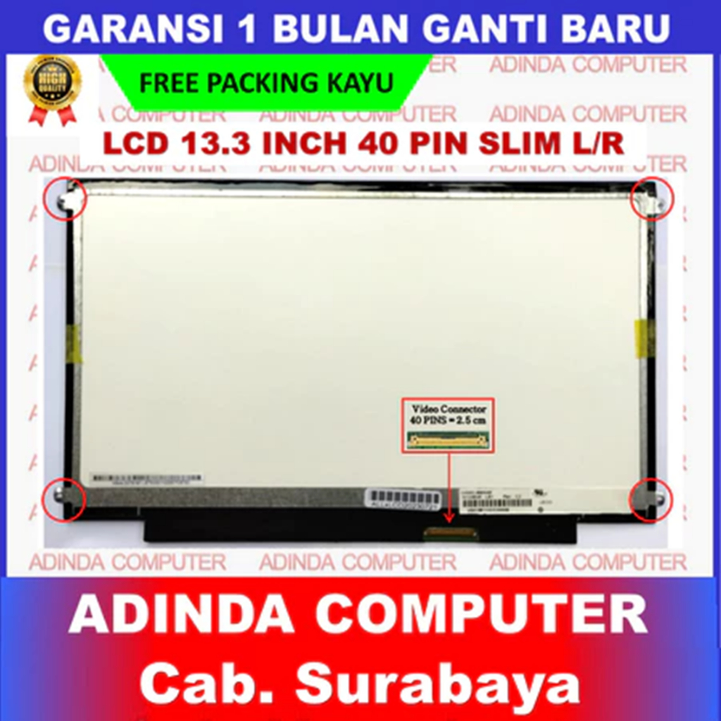 LCD LED Dell E4300 13.3 13 inch 40 Pin 40pin Slim HD Bracket Kuping Baut Samping Pinggir Kanan Kiri 