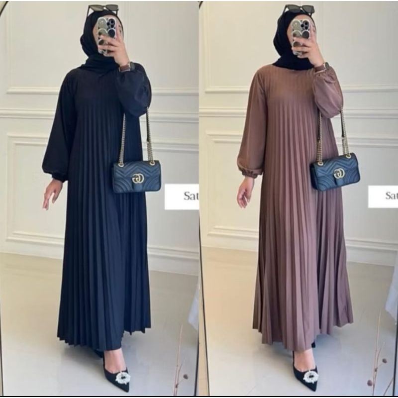 GAMIS  PRISKET 90 RB DAPAT 3 PCS. gamis plisket dewasa dalaman blazer