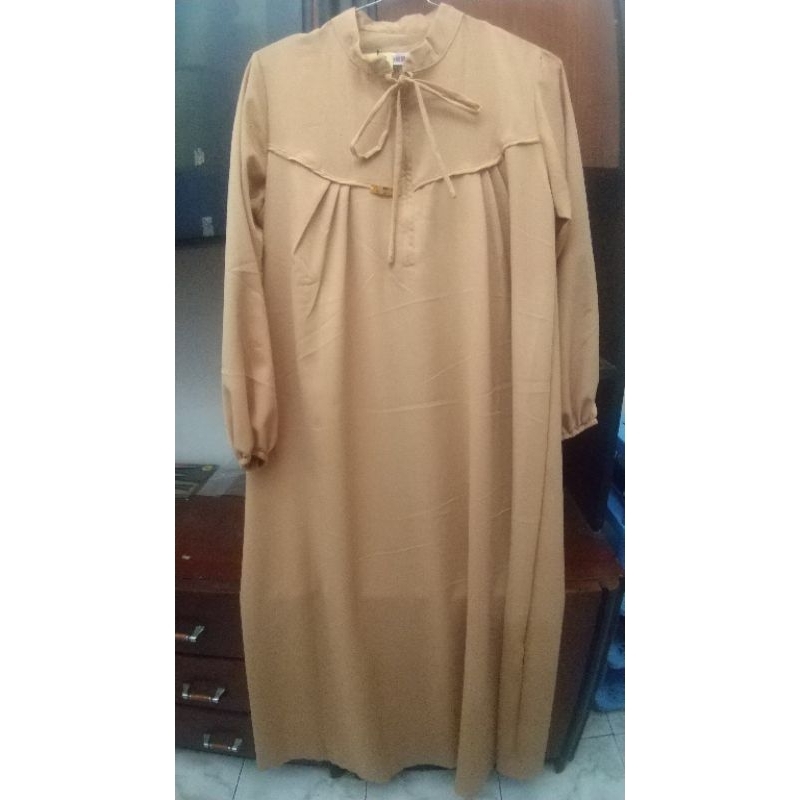 Gamis Nanhai polos cream , gamis muslim wanita,gamis murah