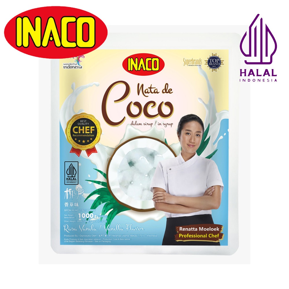 

Inaco Nata de Coco dalam Sirup rasa Vanilla 1Kg