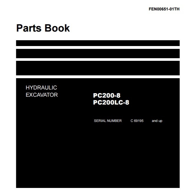 Parts Book PC200-8 PC200LC-8 C9195 UP Hydraulic Excavator Komatsu