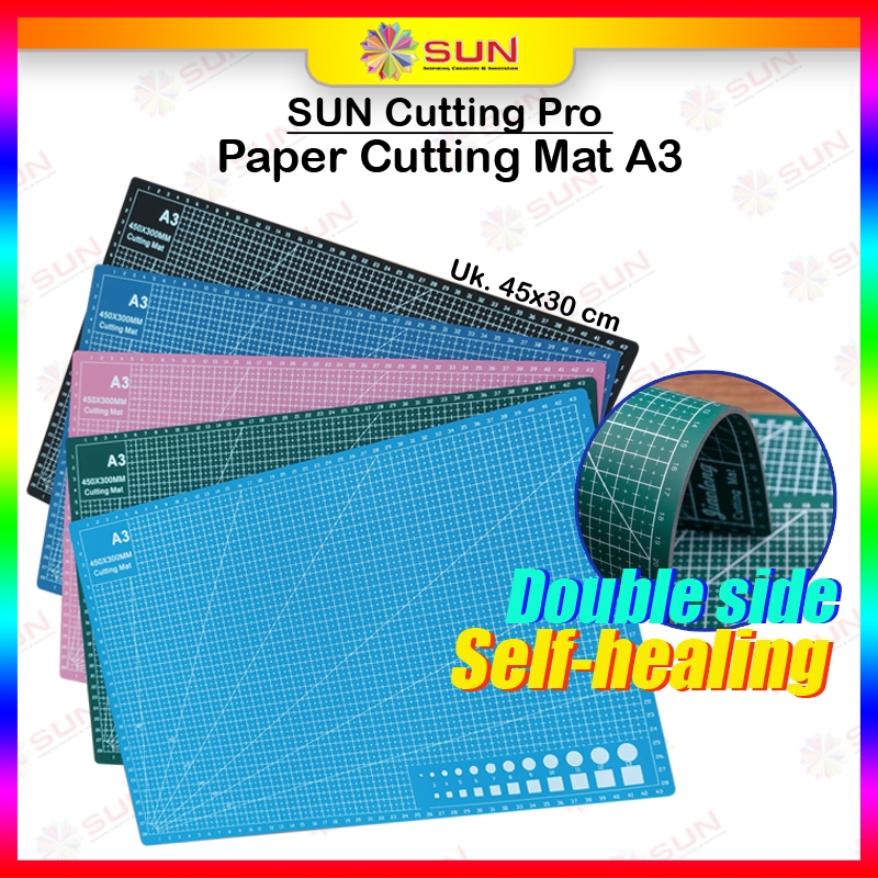 

Alas Potong Kertas ( Cutting Mat ) Uk. A3, A4, A5 Bahan PVC, Double-Side, Self Healing untuk potong kertas HVS, Foto, Art Paper, Silky, Doff, Kartu Nama