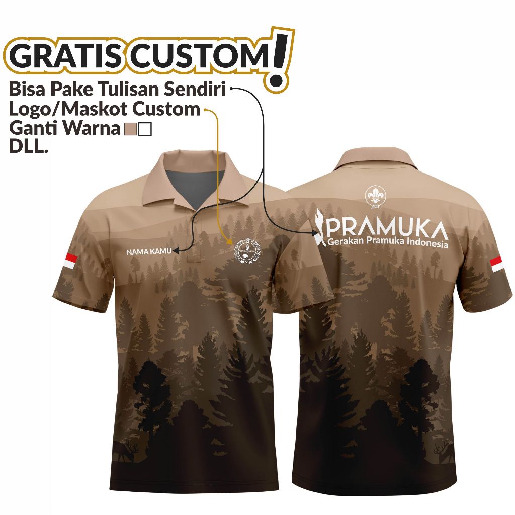 Kaos Pramuka Berkerah Jersey Pramuka Terbaru Bisa Pake Nama Custom Logo
