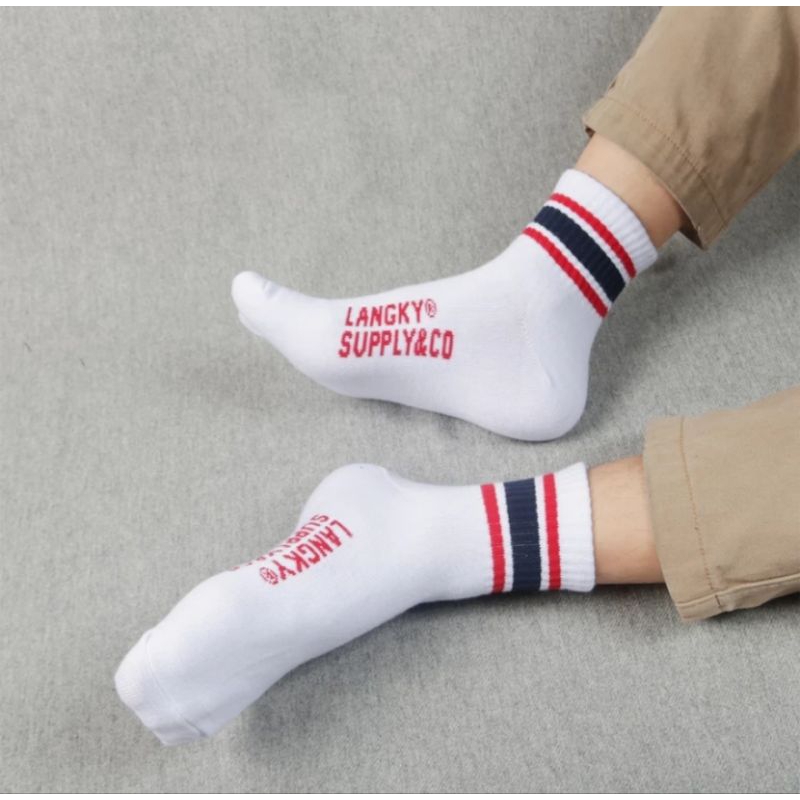 Kaos Kaki Pendek Putih Unisex Langky Sock ADSH S.T DBR Short