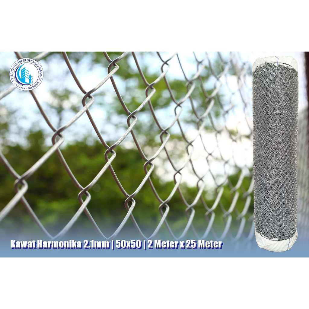 Kawat Harmonika 2.1mm Hotdip Galvanis ( 50x50 | 2 x 25 Meter )