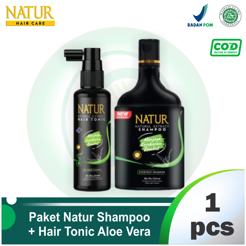 Paket Natur Hair Tonic Aloe Vera Extract 90 Ml + Shampo Alovera 140ml Penyubur Rambut
