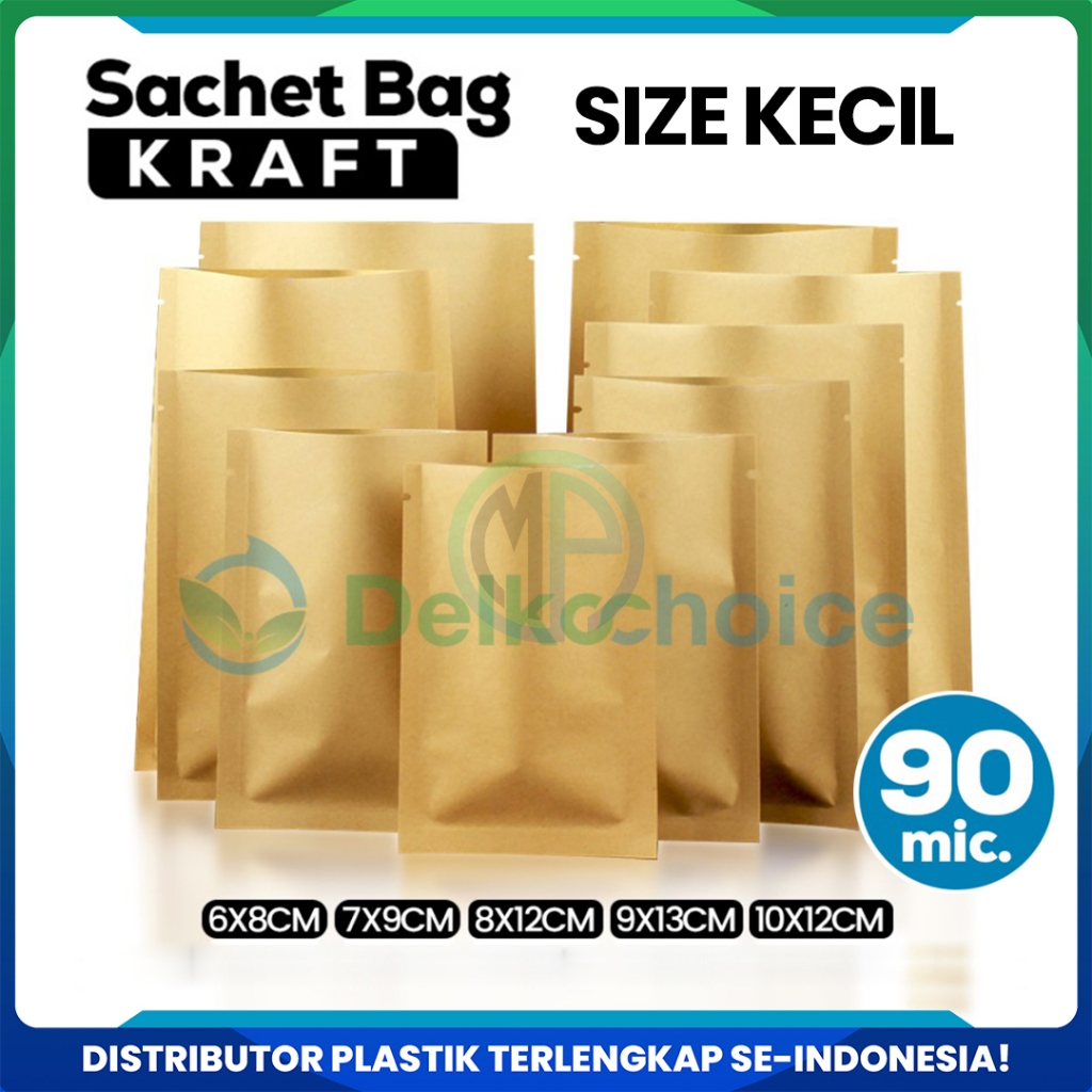 Kemasan Plastik Sachet Saset (Ukuran Kecil) 90um Kraft Paper Coklat / Kemasan Kertas Snack dan Kopi