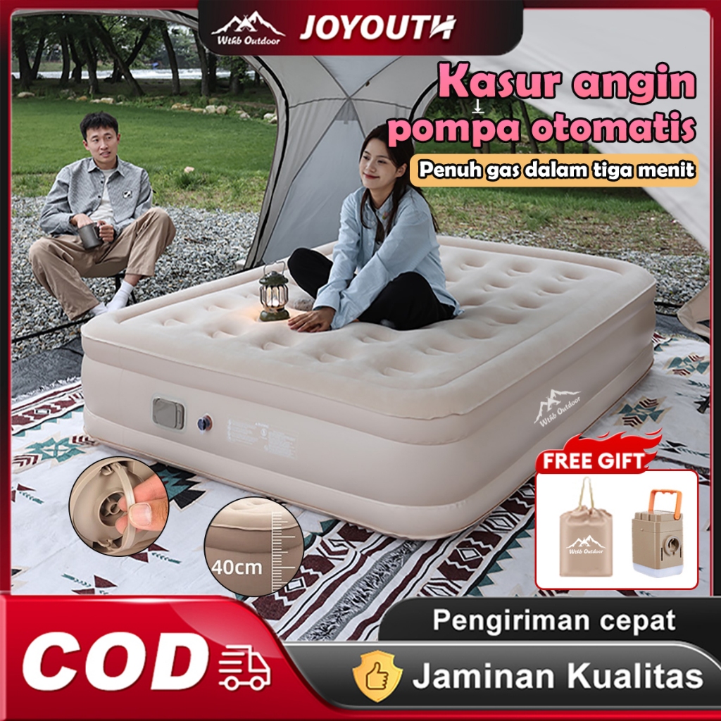 JOY kasur angin pompa otomatis outdoor Kasur pompa lipat kasur tiup Queen kasur angin camping perjal