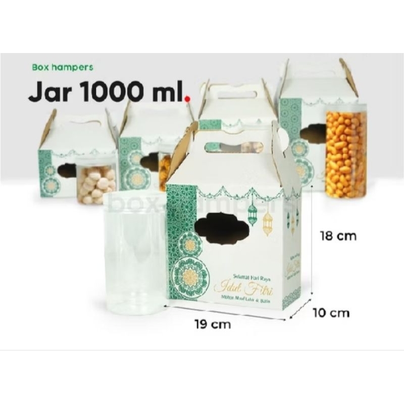 

Box 19x10x18 JAR 1000ML Isi 2 Toples Bulat/Kardus/Packing/Kue kering/Boxkuker/Jinjing/Jar