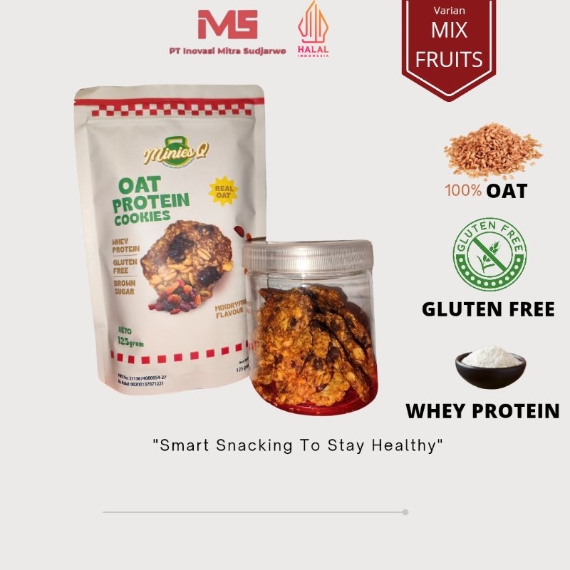 

Minies Q Oat Protein Cookies Mix Fruit Healthy Snack Cemilan Sehat Makanan Diet Gluten Free