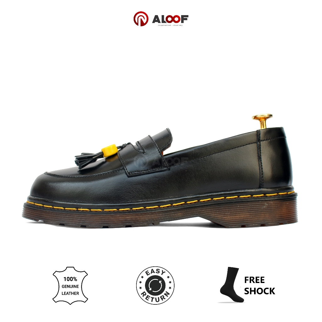 Hot Deals 38-45 Aloof Smile - Sepatu Loafers Tassel Pria Original Slip On Kulit Asli