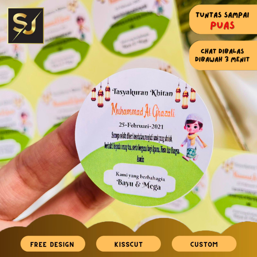

2-6 Stiker Tasyakuran Walimatul Khitan anak bentuk bulat Murah Tempel Box Nasi Tinggal Tempel