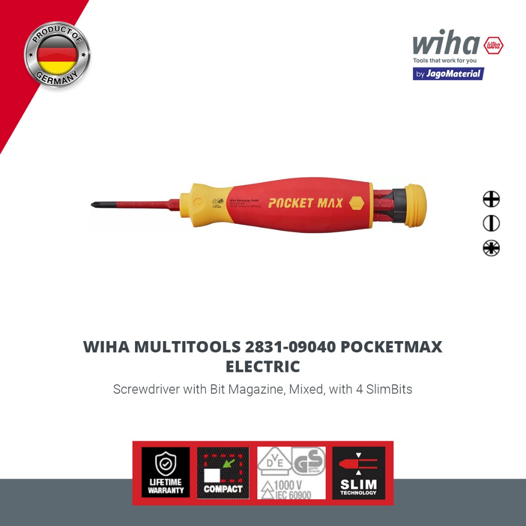 Wiha Insulated Multitools 2831-09040 Pocketmax Electric - Obeng Listrik Set Insulasi