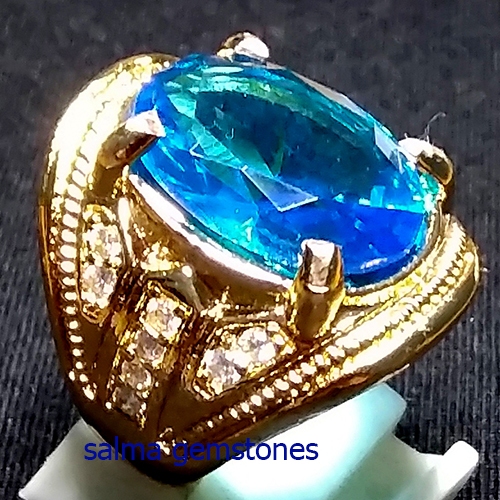 Salma Gemstones cincin batu zercon blue topas asli