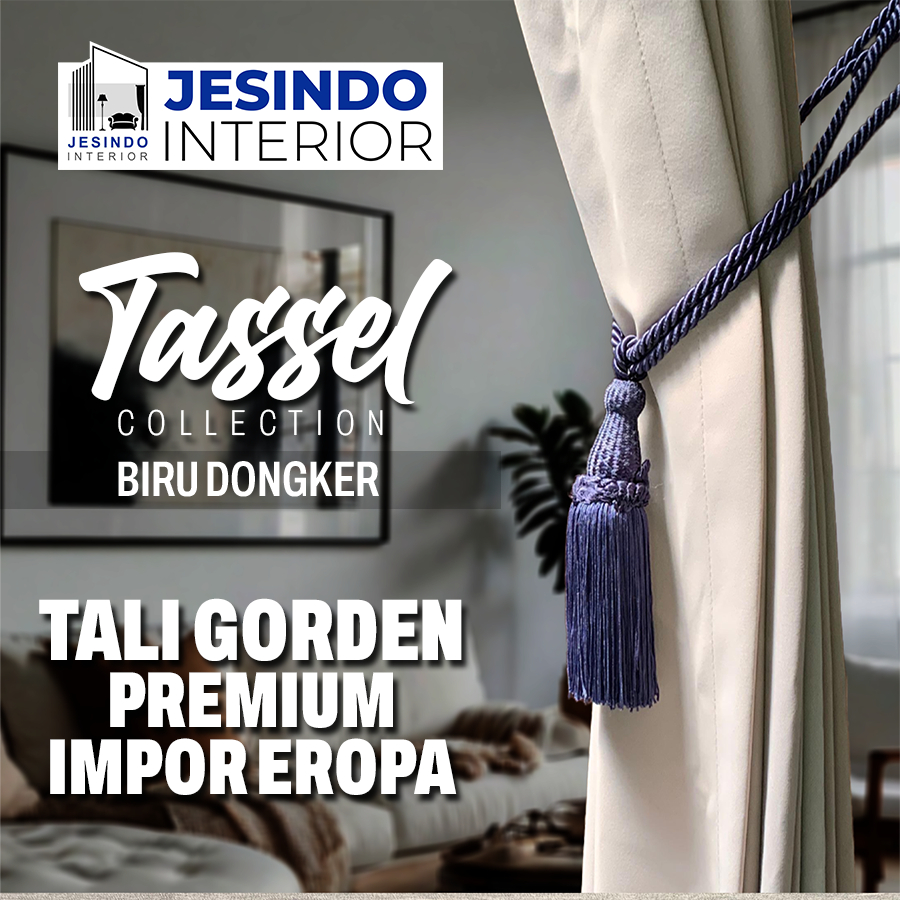 Tali Ikatan Gorden Gordyn Tassel Mewah Import Eropa Warna BIRU DONGKER