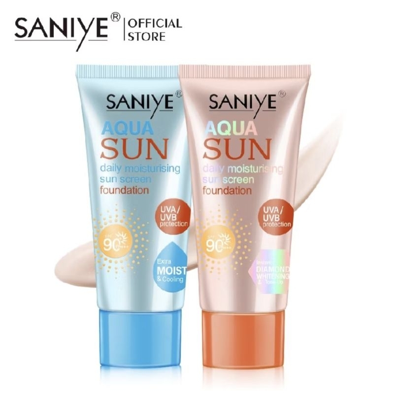 SANIYE Sunscreen Wajah SPF 90 PA +++  | Waterproof Sunblock Foundation Pelembab
