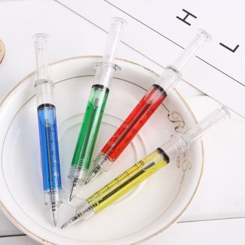 

Pulpen Motif Jarum Suntik Lucu (4 PCS) Korean Syringe Ballpoint Pen Souvenir Aesthetic Fancy