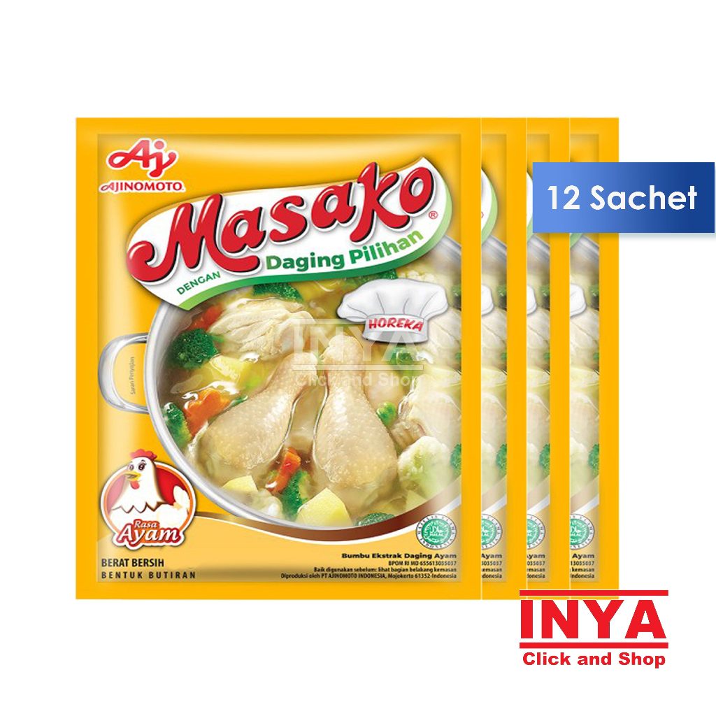 

Masako Rasa Ayam Bumbu Penyedap Rasa 1 Lusin 12x8,5gr - Chicken Seasoning Ajinomoto