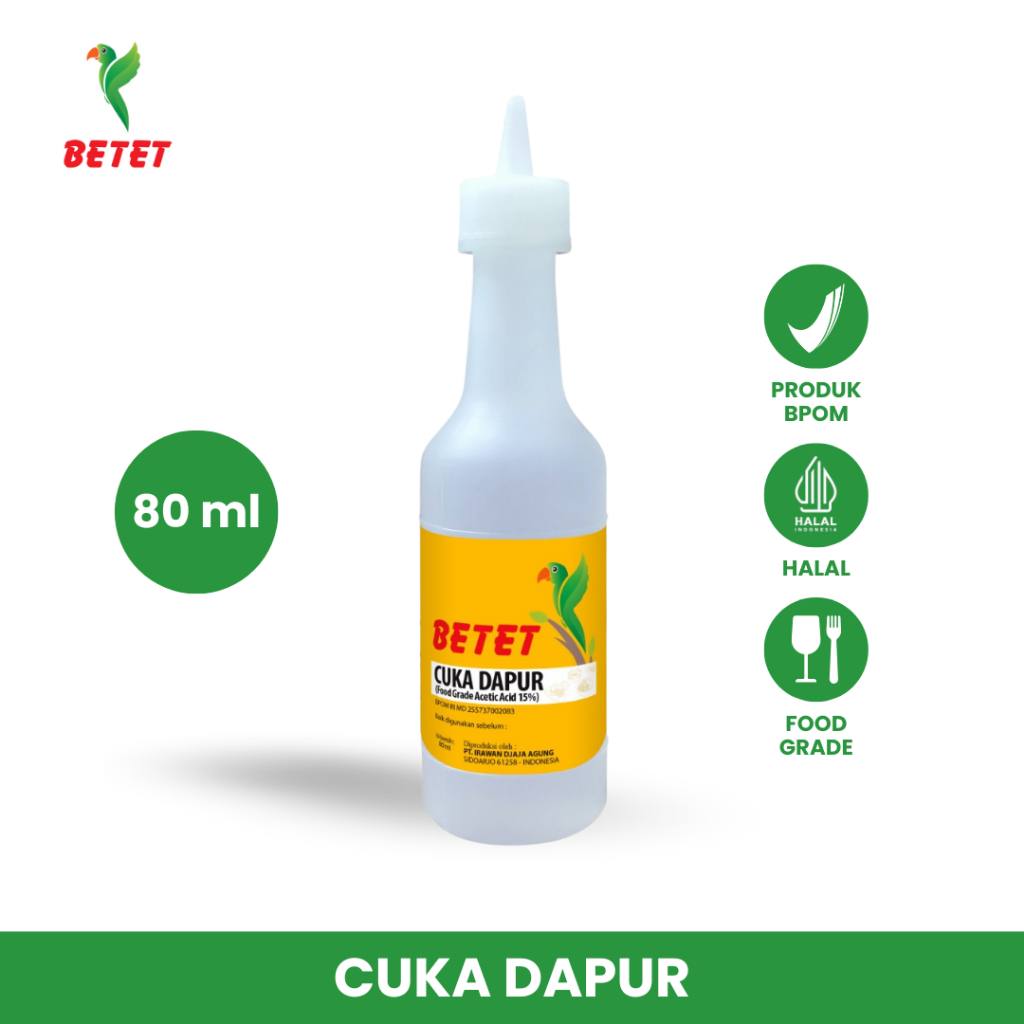 

BETET - Cuka Dapur 80ml | Cuka Masak Food Grade BPOM & Halal untuk Masakan