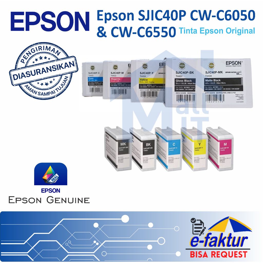 MALLIT EPSON Tinta Catridge Epson SJIC40P SJI-C40P Untuk Printer CWC6050 CWC6550 CW-C6050 CW-C6550