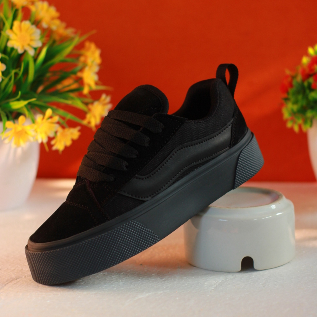 Sepatu Anak Laki Laki Dan Perempuan Vans02 KNU Old Skool Hitam Polos Original Sneaker Casual Best Se