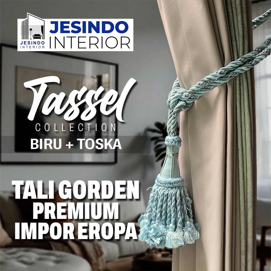 Tali Ikatan Gorden Gordyn Tassel Mewah Import Eropa Warna BIRU + TOSKA