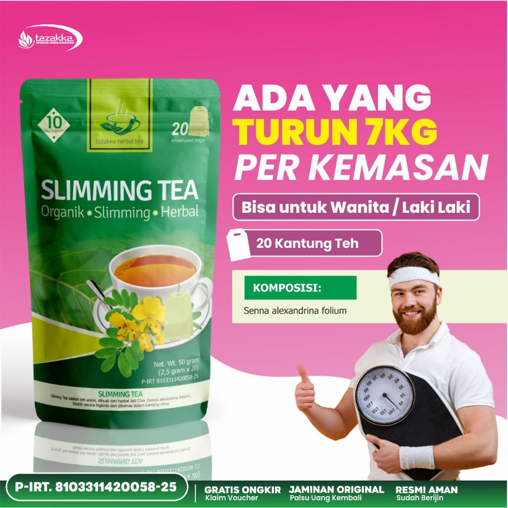

GARANSI. TURUN BB SAMPAI 7KG. Slimming Tea untuk Diet dan Detox tubuh ampuh dalam melangsikan Badan dari Tazakka isi 20 Kantung sudah BPOM dan ORIGINAL
