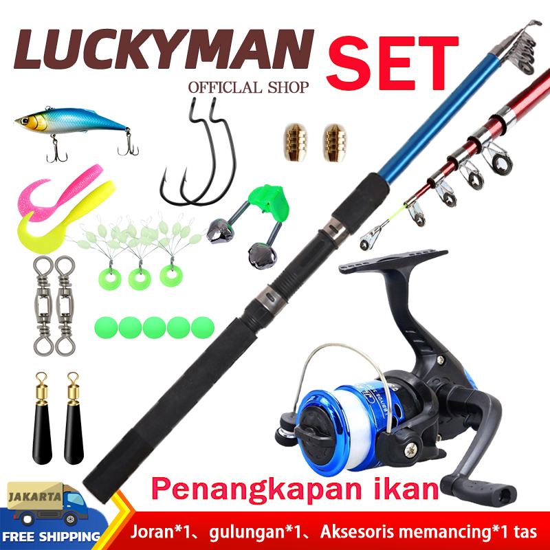 【Promosi 】pancing 1 set original/joran pancing 1 set/Set murah Joran Pancing Karbon/Set Reel