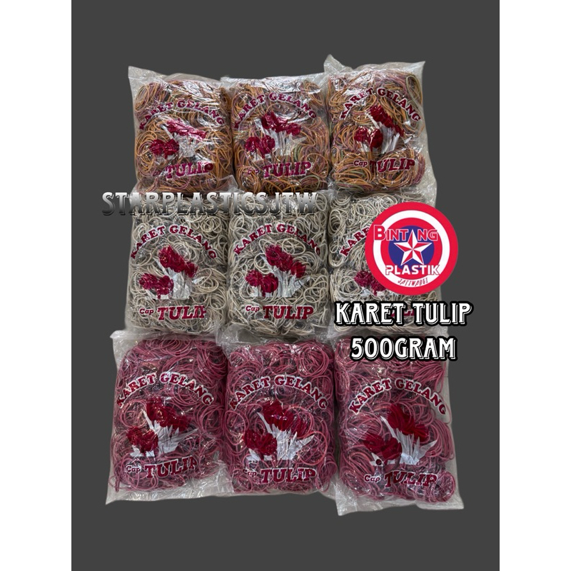 

BEST QUALITY! [1 KG] Karet TULIP Warna / Merah / Putih KUAT EKONOMIS ECOFRIENDLY / KUALITAS SUPER